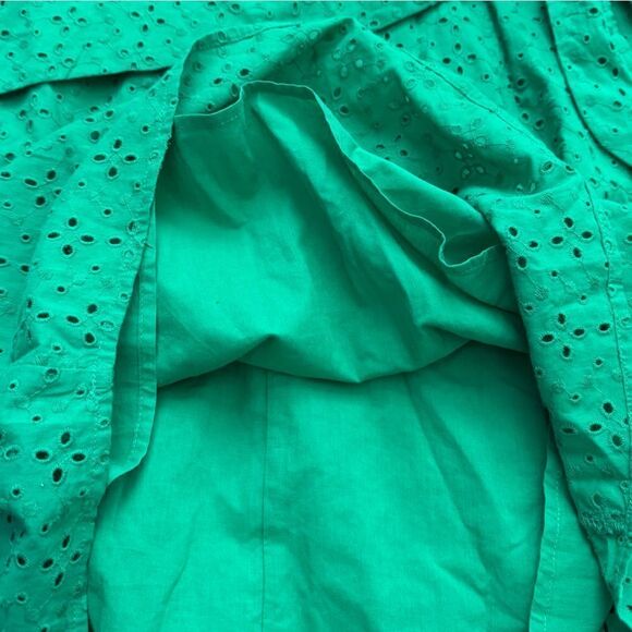Gianni Bini Green Eyelet Wrap Mini Dress Tie Waist Spaghetti Strap Medium - Picture 6 of 6